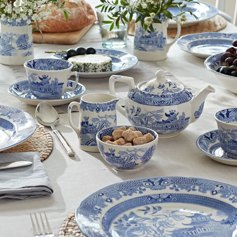 Burleigh Pottery Torquay Blue Willow Small Sugar Bowl- Burleigh Pottery|Creamers & Sugar Bowls