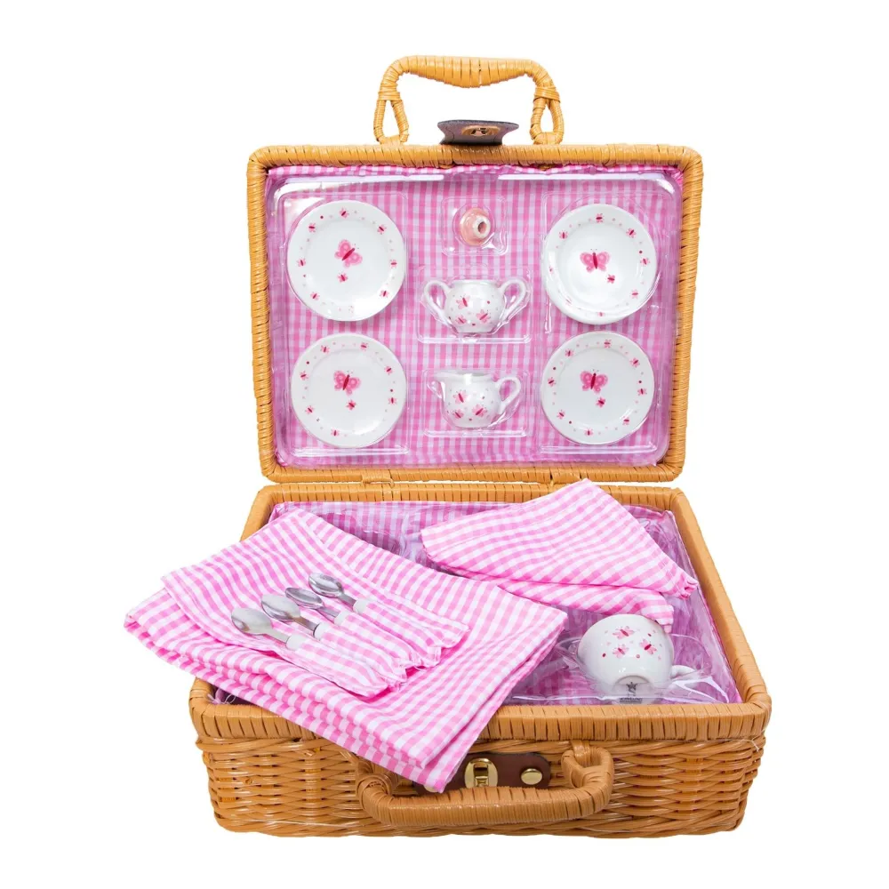 Butterfly Tea Set Basket- Toys|Children's Tea Sets