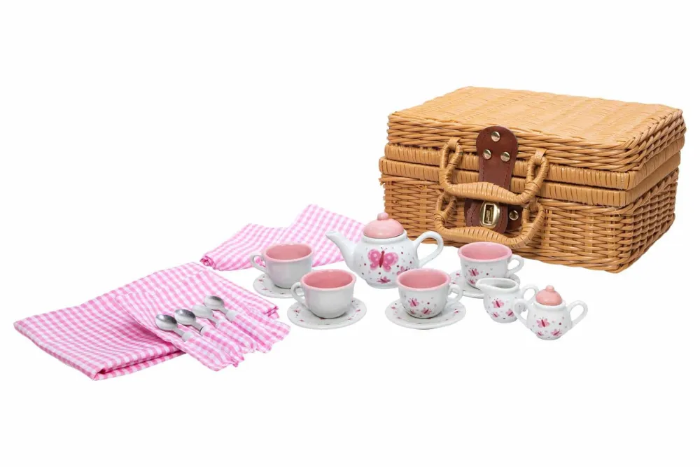 Butterfly Tea Set Basket- Toys|Children's Tea Sets
