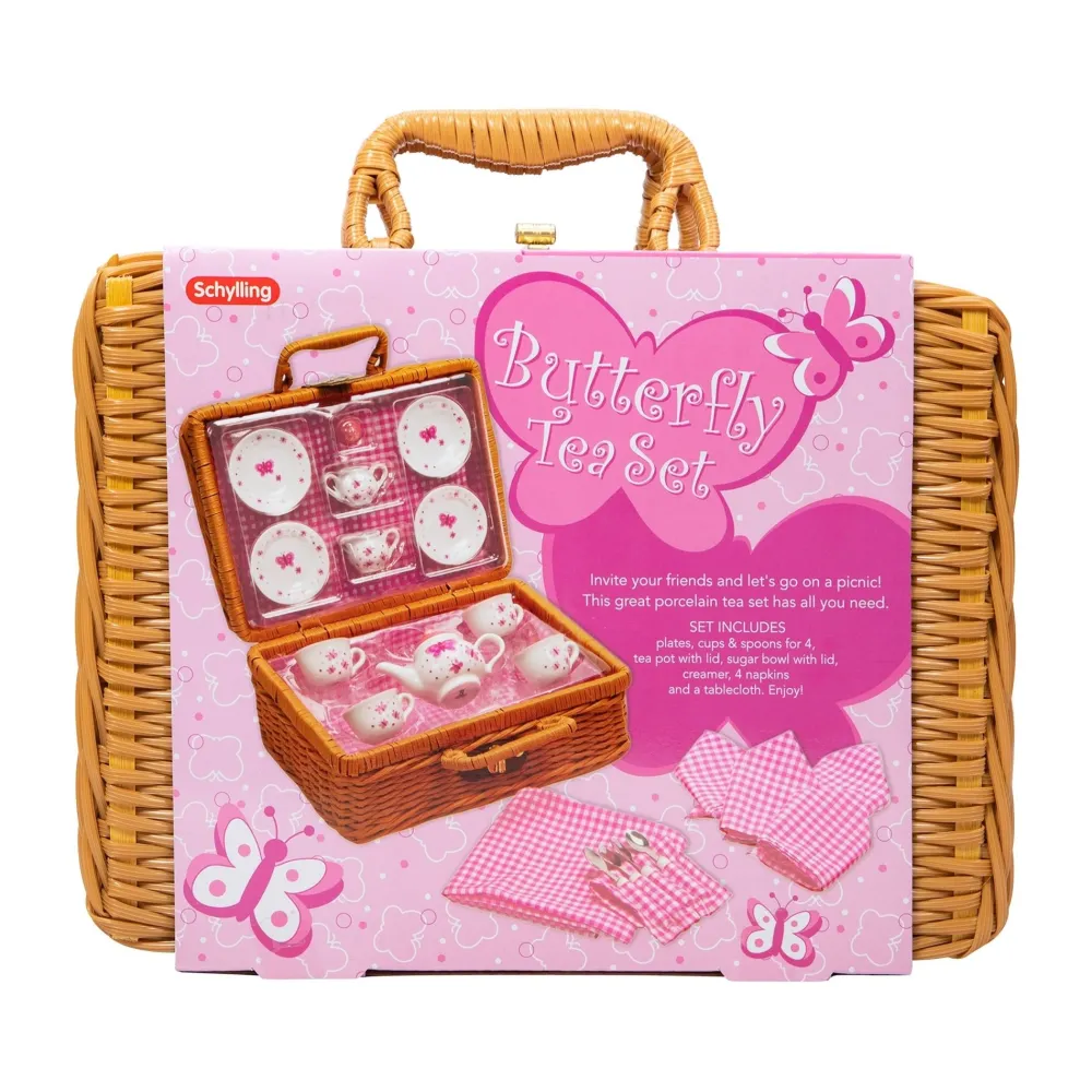 Butterfly Tea Set Basket- Toys|Children's Tea Sets