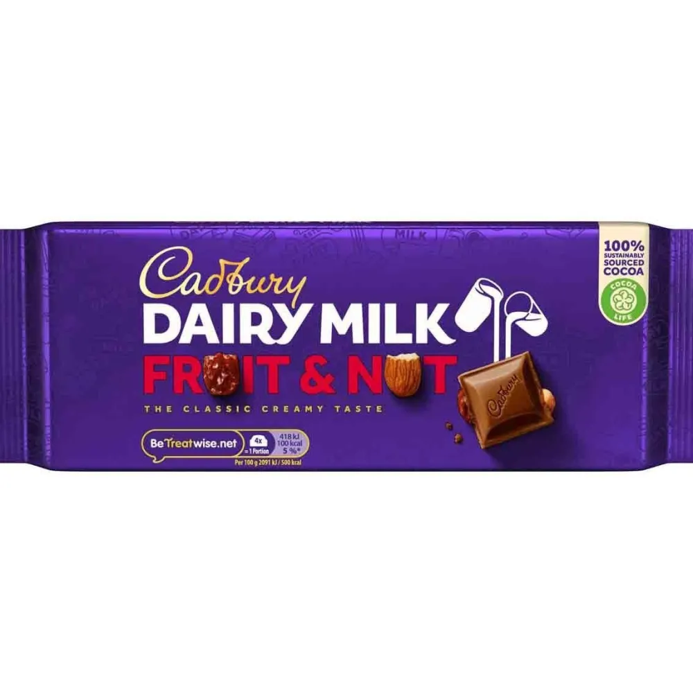 Cadbury Dairy Milk Fruit & Nut Bar 180g- British Chocolate