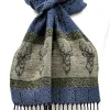 Calzeat of Scotland Celtic Alba Highland Stag Blue Jacquard Scarf- Scarves & Wraps
