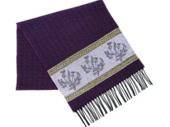 Calzeat of Scotland Celtic Alba Thistle Purple Jacquard Scarf- Scarves & Wraps
