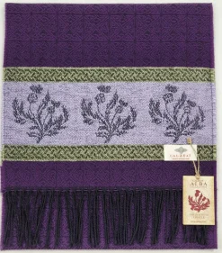 Calzeat of Scotland Celtic Alba Thistle Purple Jacquard Scarf- Scarves & Wraps