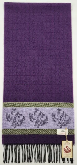 Calzeat of Scotland Celtic Alba Thistle Purple Jacquard Scarf- Scarves & Wraps
