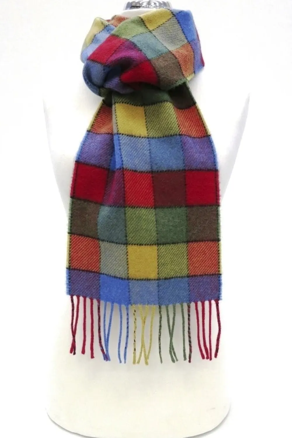 Calzeat of Scotland Lagos Funfair Border Lambswool Scarf- Scarves & Wraps