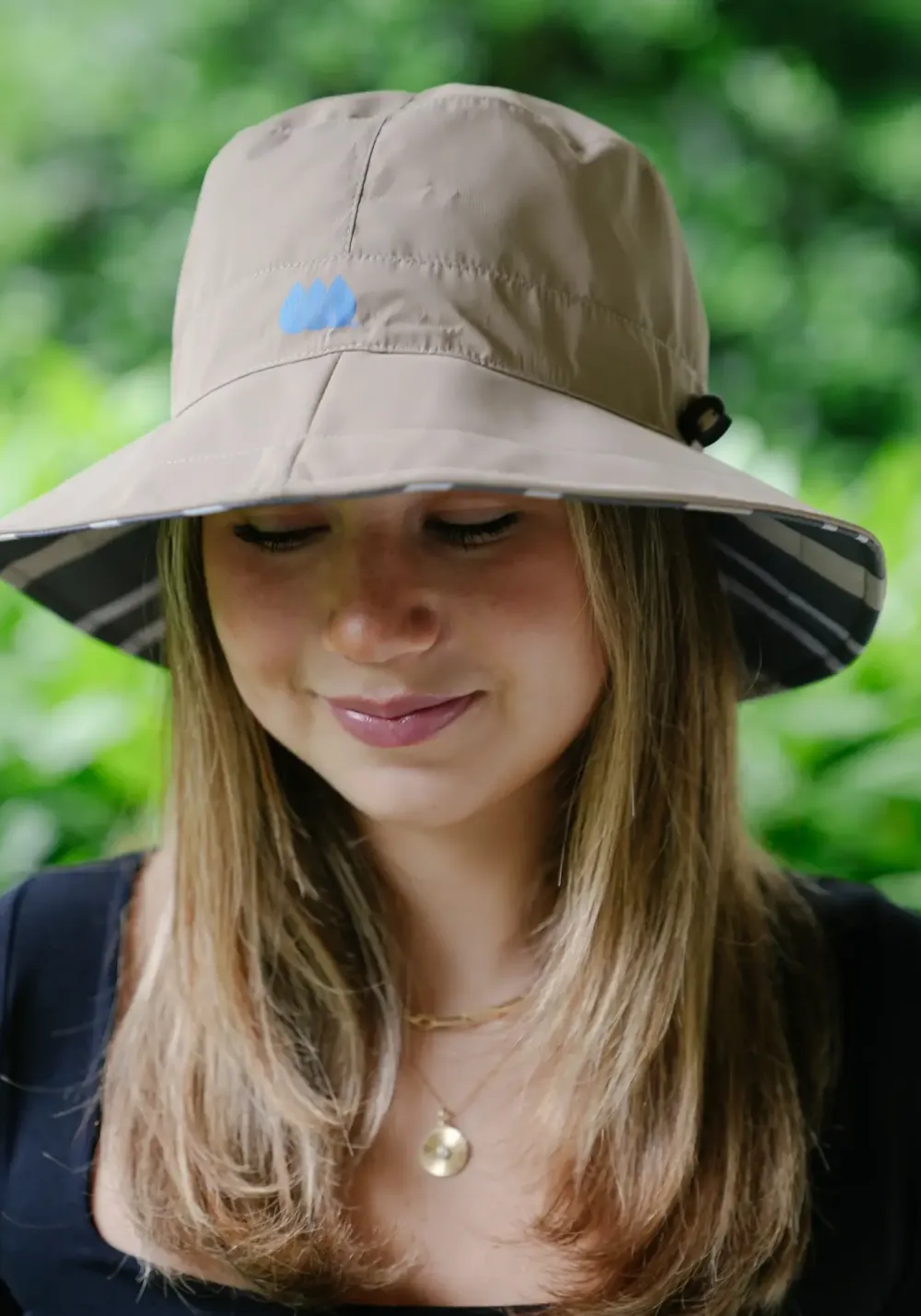 Camel & Cabana Rain Cap Bucket Hat- Hats|Rainwear & Umbrellas