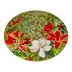 Caspari Christmas Garden Round Placemats- Trays