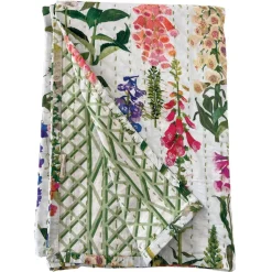 Caspari Foxgloves Reversible Kantha Square Tablecloth- Tablecloths