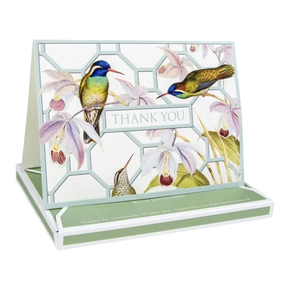 Caspari Hummingbird Trellis Thank You Boxed Cards- Boxed Cards
