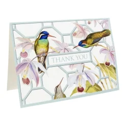 Caspari Hummingbird Trellis Thank You Boxed Cards- Boxed Cards
