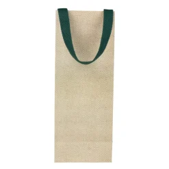 Caspari Jute And Twill Natural/Hunter Bottle Bag- Gift Bags