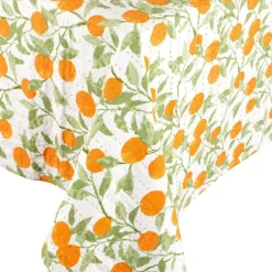 Caspari Orange Grove Reversible Fabric Tablecloth- Tablecloths