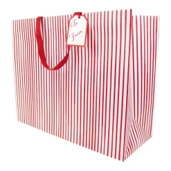 Caspari Stripes For Days Red/White Jumbo Gift Bag- Gift Bags