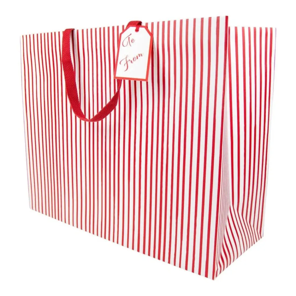 Caspari Stripes For Days Red/White Jumbo Gift Bag- Gift Bags