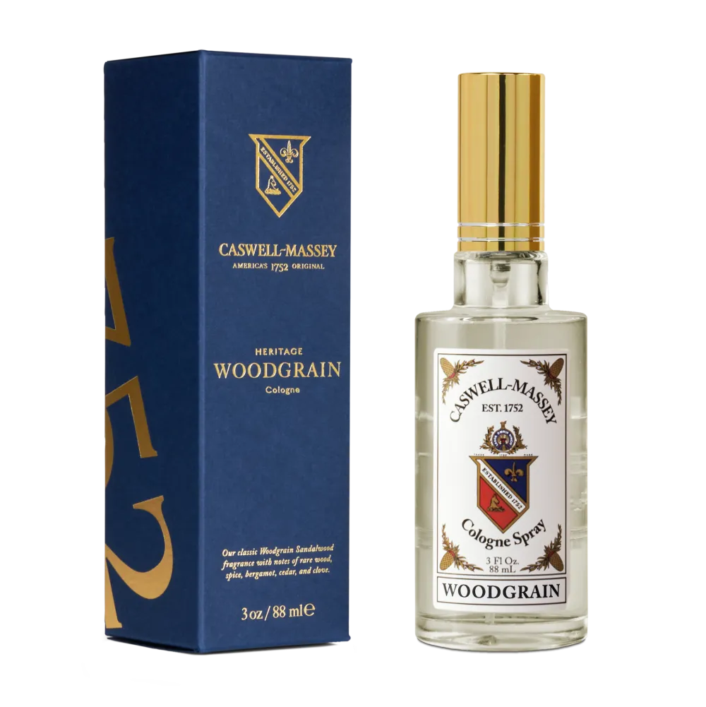 Caswell-Massey Woodgrain Sandalwood Gold Cap Cologne- Men's Fragrance