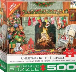 Christmas By The Fireplace 500 Piece Puzzle- Games & Puzzles
