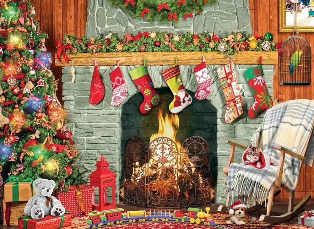 Christmas By The Fireplace 500 Piece Puzzle- Games & Puzzles