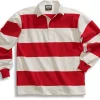 Classic 4 Inch White/Red Rugby Shirt- Shirts & Sweaters