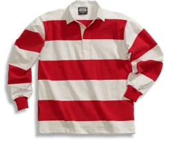 Classic 4 Inch White/Red Rugby Shirt- Shirts & Sweaters