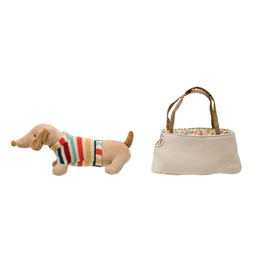 Cotton Removable Dachshund in Carrier- Soft Toys|Toys