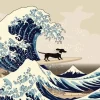 Dachshunds Wave Birthday Card- Greeting Cards