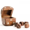 Dice Box with 5 Dice, Silver Pips- Games & Puzzles