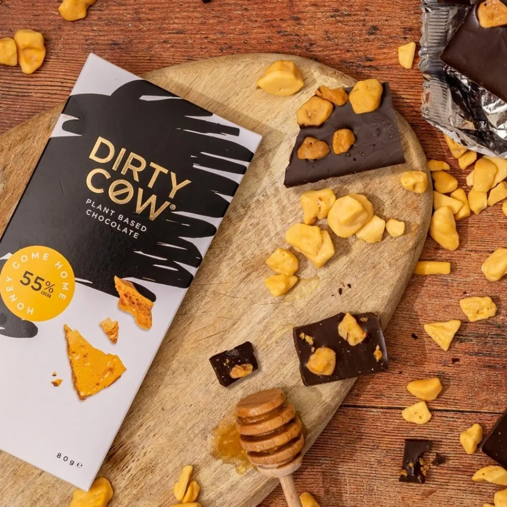 Dirty Cow Honeycomb Heaven Plant Based Chocolate Bar- British Chocolate
