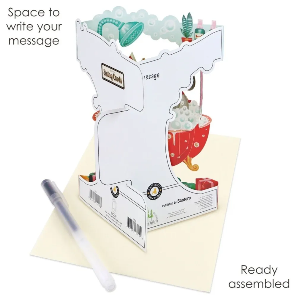 Doggy Bath Time Swing Card- Greeting Cards
