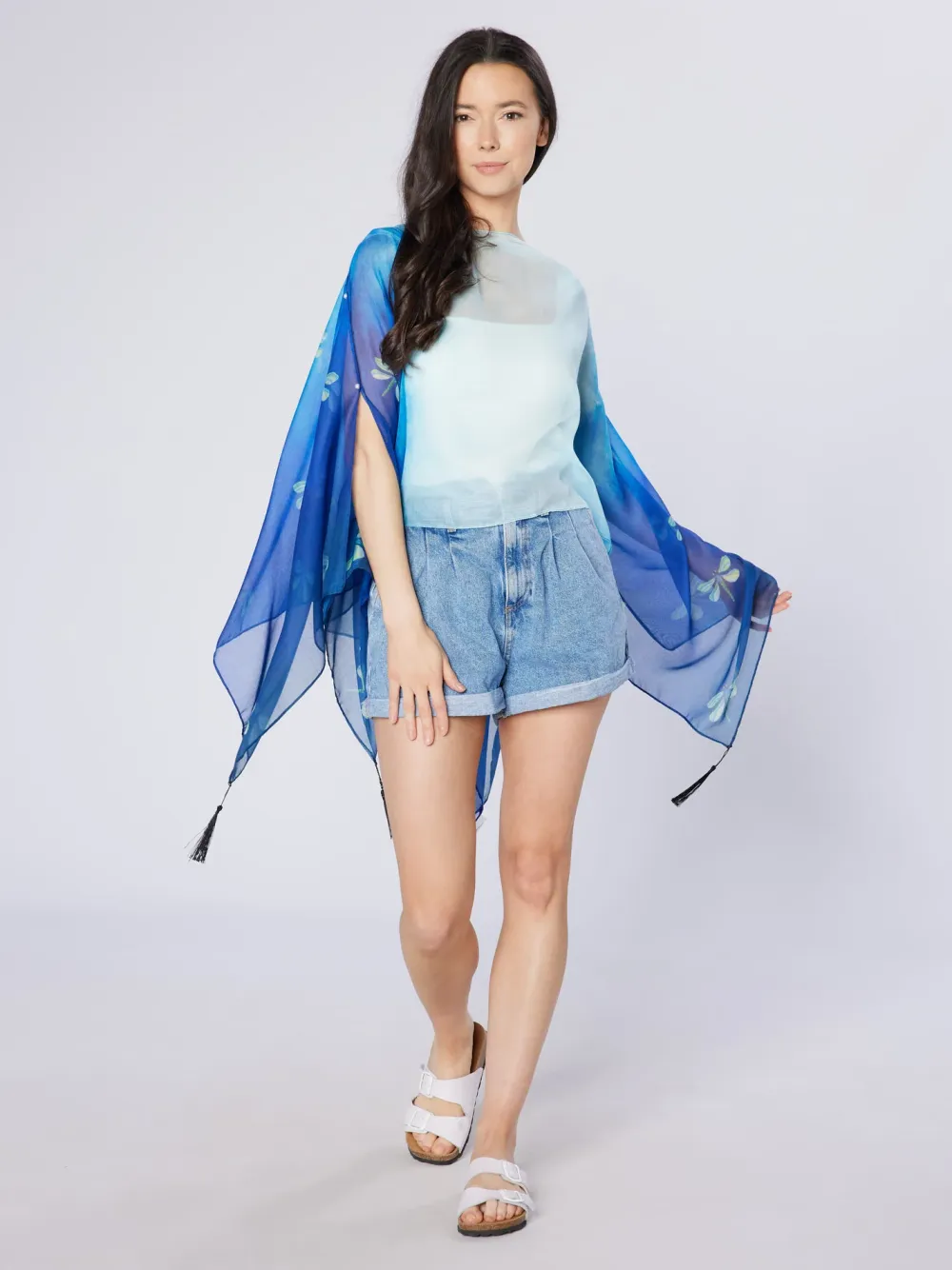 Dragonflies Recycled Bottle Poncho- Scarves & Wraps