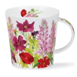 Dunoon Cairngorm Cottage Border Pink Mug- Shape: Cairngorm