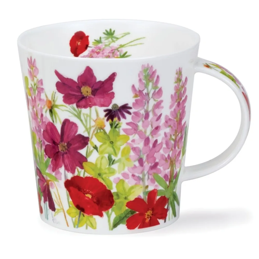 Dunoon Cairngorm Cottage Border Pink Mug- Shape: Cairngorm