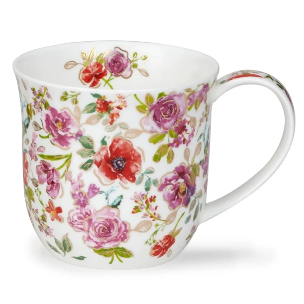 Dunoon Cumbrae Belles Fleurs Red Mug- Shape: Cumbrae