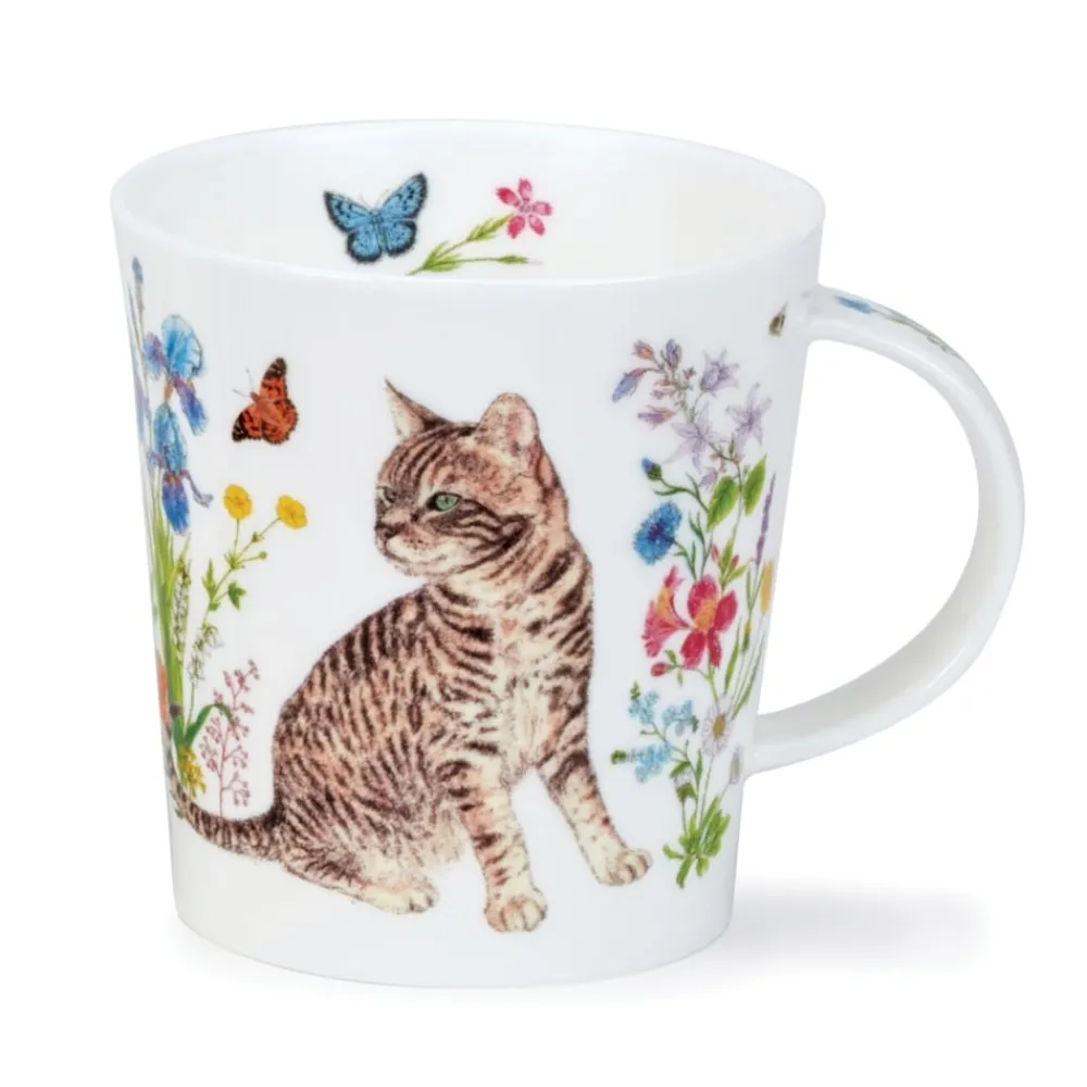 Dunoon Lomond Floral Cats Tabby Mug- Shape: Lomond