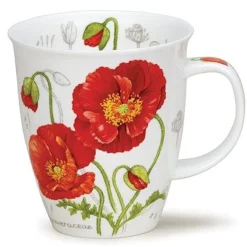 Dunoon Nevis Botanical Sketch Poppy Mug- Shape: Nevis