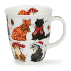 Dunoon Nevis Festive Cats Mug- Shape: Nevis