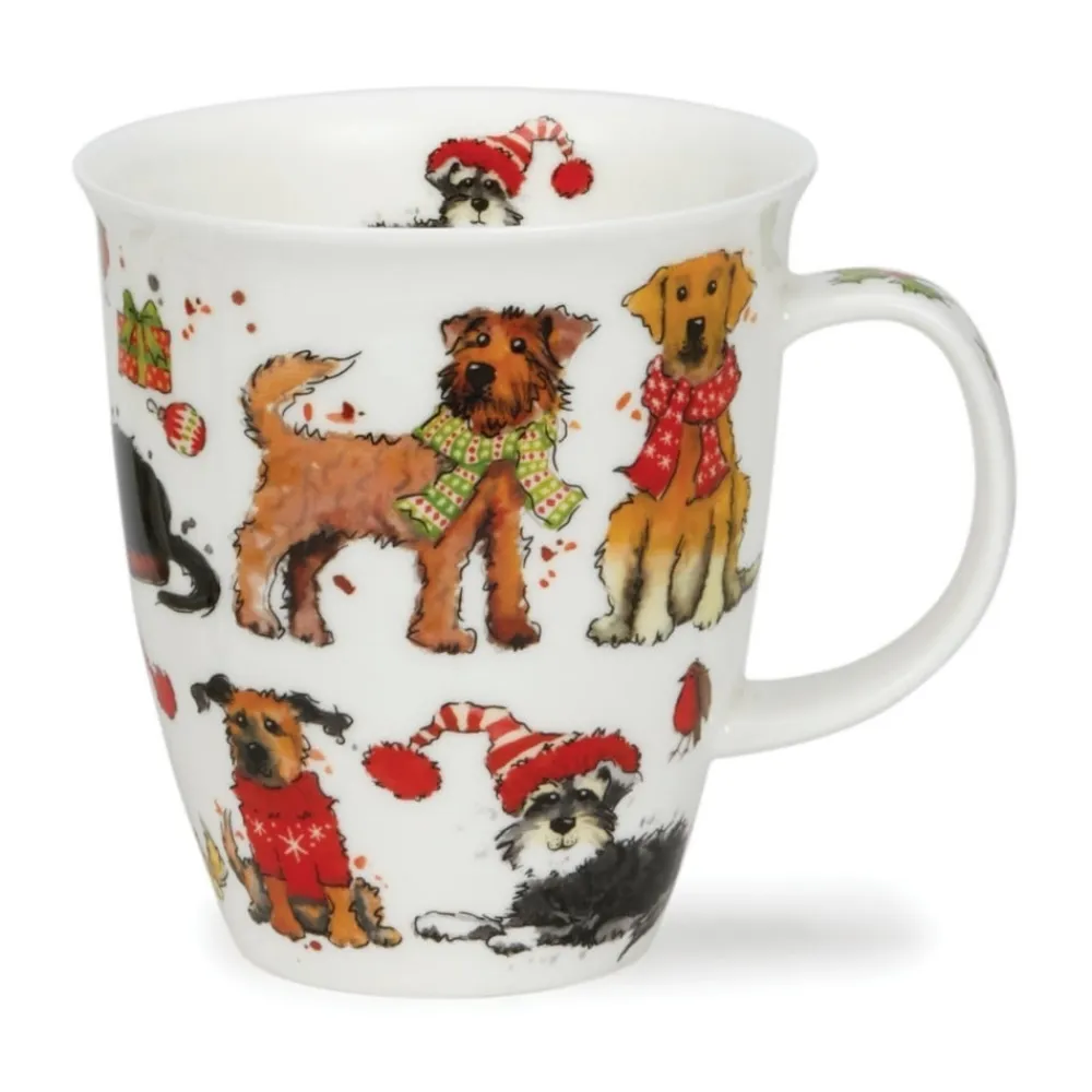 Dunoon Nevis Festive Dogs Mug- Shape: Nevis