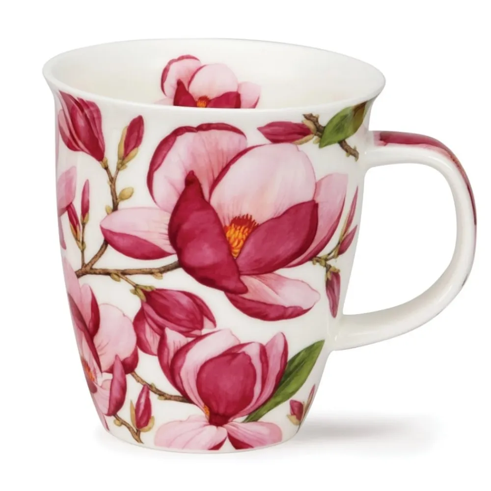 Dunoon Nevis Magnolias Dark Pink Mug- Shape: Nevis