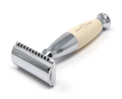 Edwin Jagger Ivory & Chrome Plated Double Edge Safety Razor- Razors