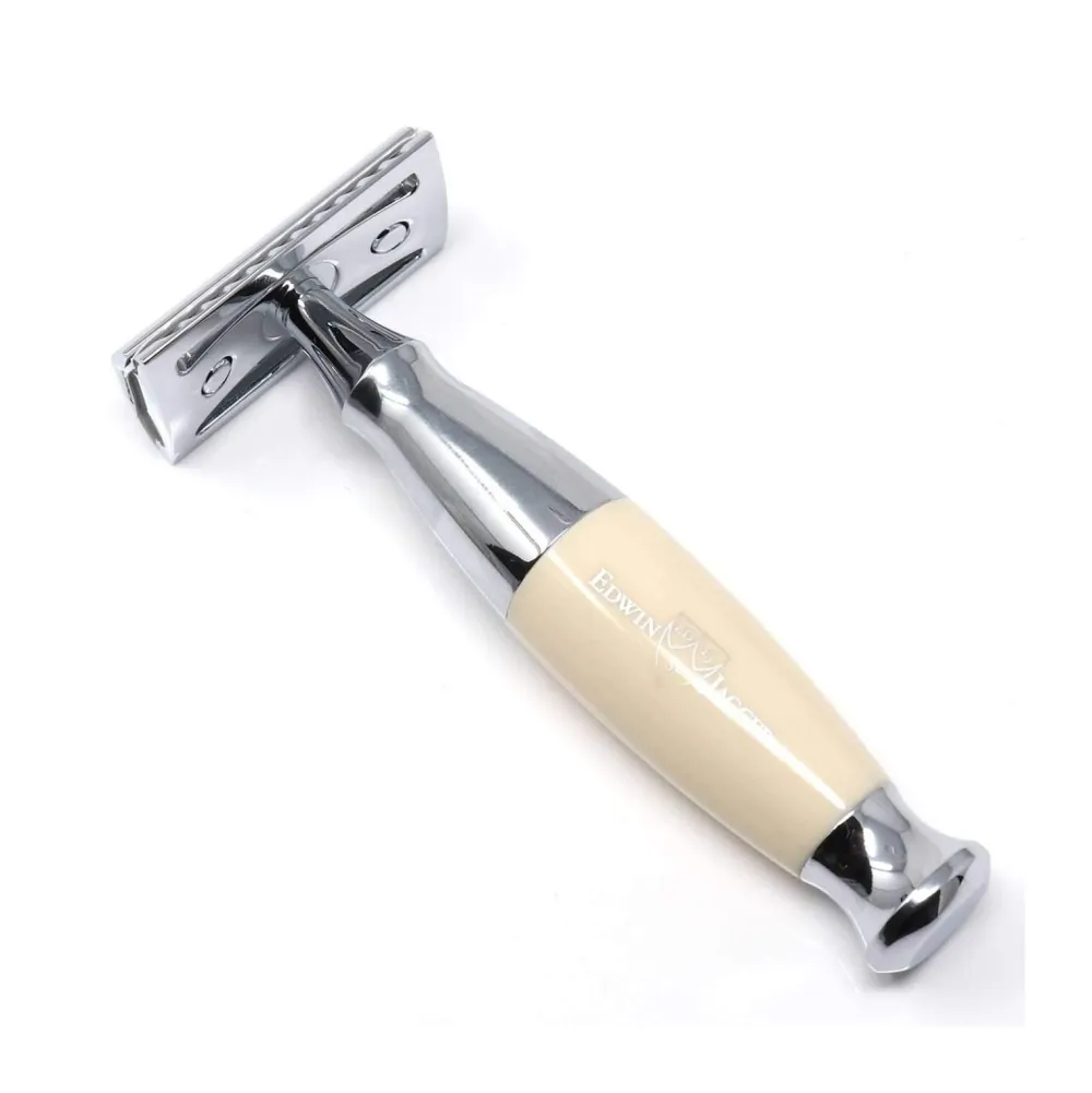 Edwin Jagger Ivory & Chrome Plated Double Edge Safety Razor- Razors