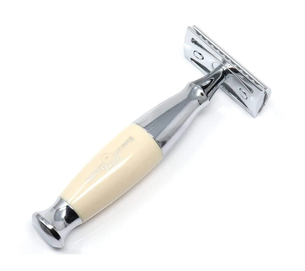 Edwin Jagger Ivory & Chrome Plated Double Edge Safety Razor- Razors