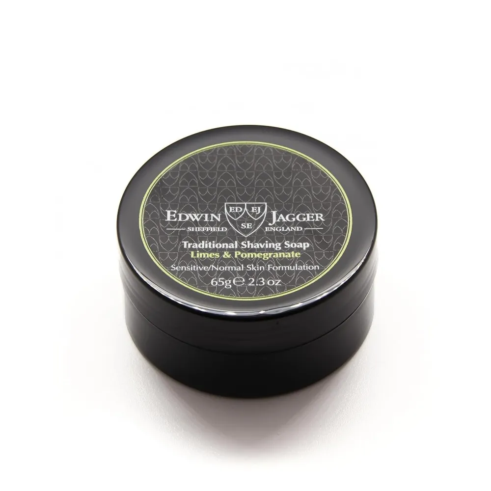 Edwin Jagger Limes & Pomegranate Shaving Soap in Travel Container- Shaving Soaps & Cream