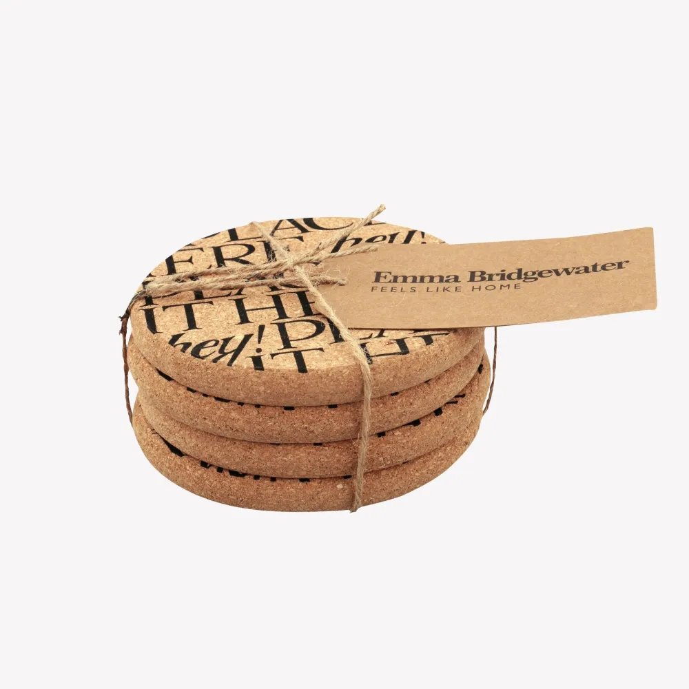 Emma Bridgewater Black Toast Cork Coasters- Emma Bridgewater