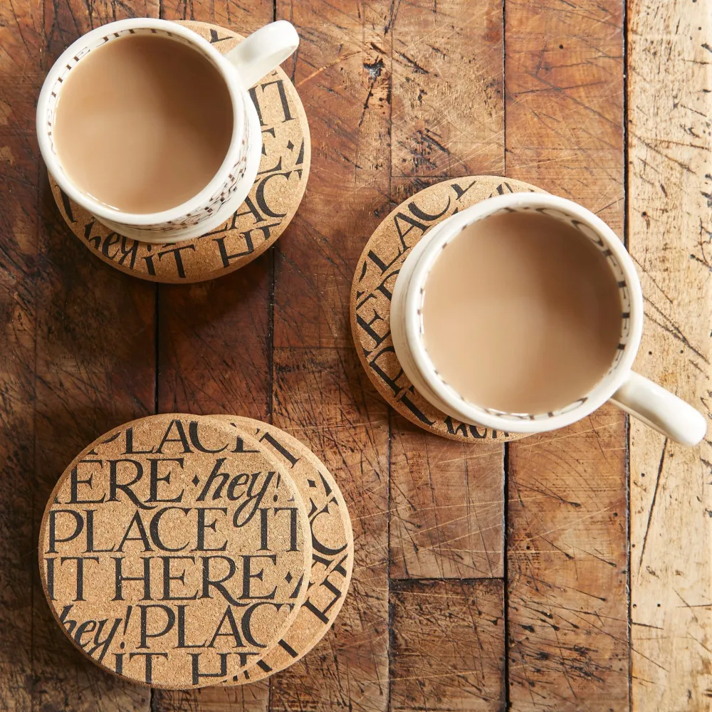 Emma Bridgewater Black Toast Cork Coasters- Emma Bridgewater