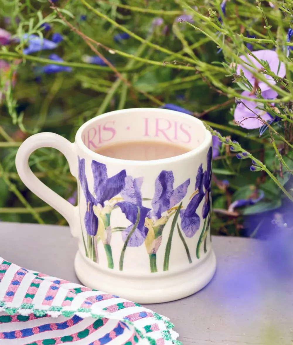 Emma Bridgewater Flowers Blue Iris 1/2 Pint Mug- Emma Bridgewater