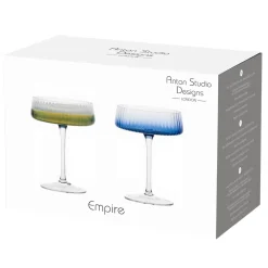 Empire Blue Champagne Coupe Pair- Glasses & Steins