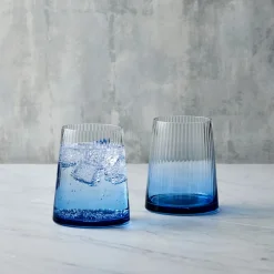 Empire Blue Double Old Fashioned Tumblers Pair- Glasses & Steins