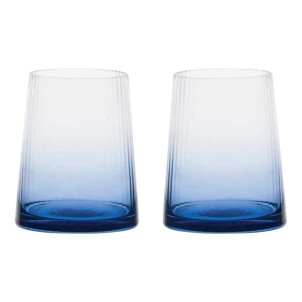 Empire Blue Double Old Fashioned Tumblers Pair- Glasses & Steins