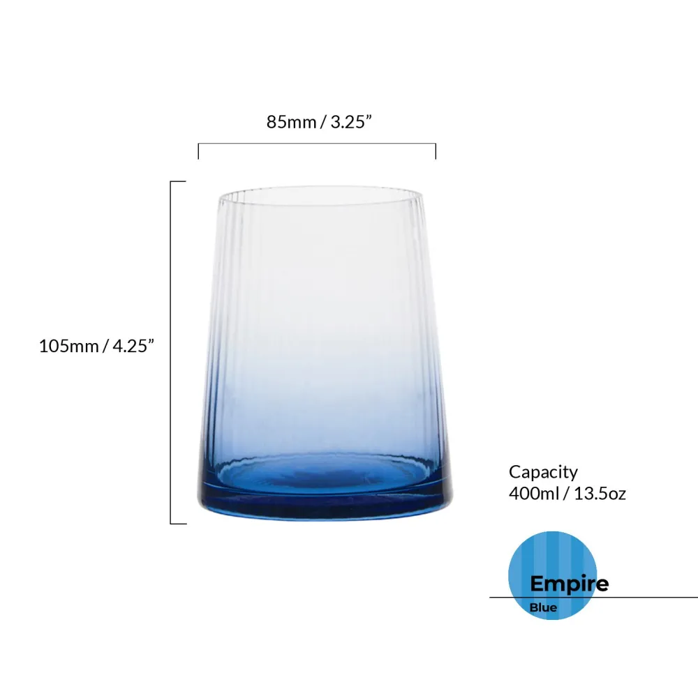 Empire Blue Double Old Fashioned Tumblers Pair- Glasses & Steins