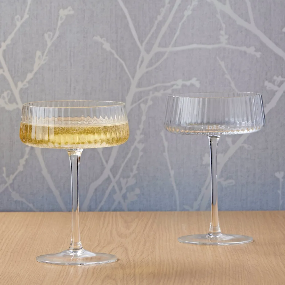 Empire Clear Champagne Coupes Pair- Glasses & Steins